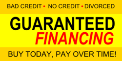 Bad Credit No Credit Guaranteed Financing Banner
