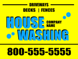 Blue on Yellow House Washing Custom Company Name and Phone Sign