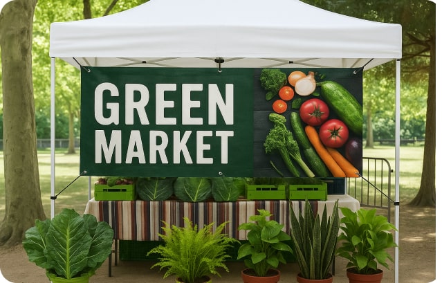 Green Market Custom Cheap Banners