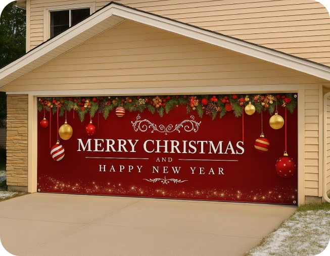 garage door banners mery christmas