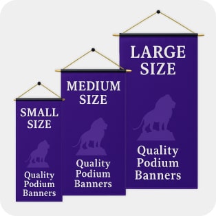 available sizes for podium banners