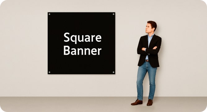 square vinyl banner features