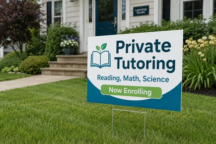 Private tutoring yard signs for school programs, learning centers, and enrollment marketing
