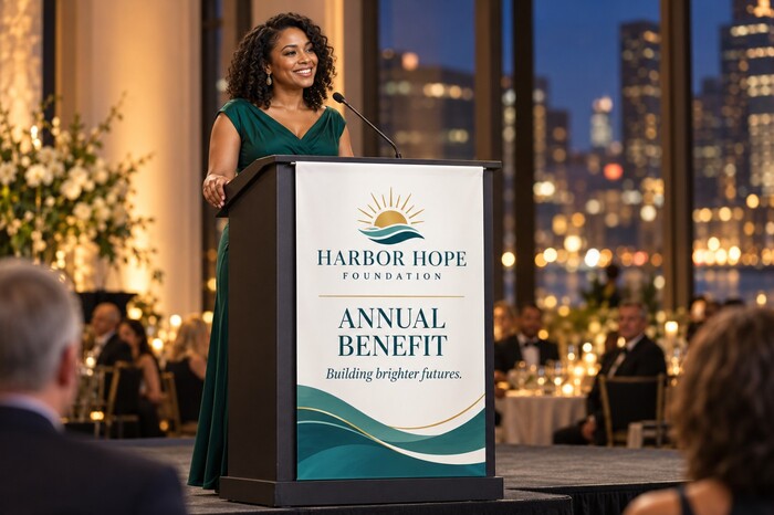 Elegant Charity Gala Podium Banner