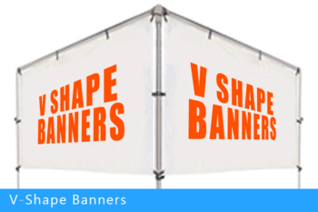 Perpendicular V Shape Banners Header