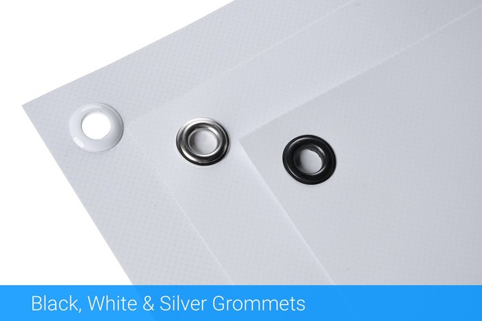 Banners with Grommet Options of Black, White & Silver