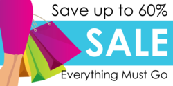Save Up to % Sale Everything Must Go Banner Female Shopper With Bags Design