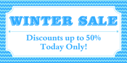 White Marquee Winter Sale Over Blue Chevrons % Off Winter Sale Banner
