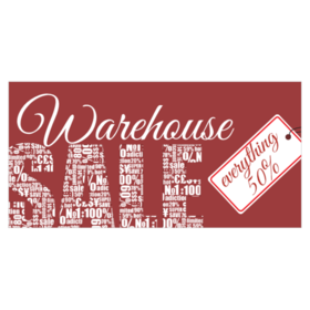 Warehouse % Design Sale Text Banner