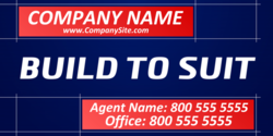 Agent Advertising Build To Suit Banner Red On Blue White Text Design