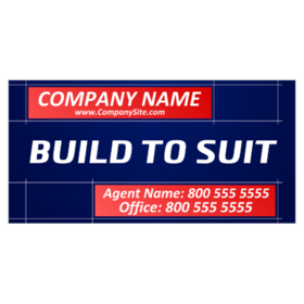 Agent Advertising Build To Suit Banner Red On Blue White Text Design