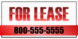 Red On White For Lease Banner With Black On Red Phone Information Design