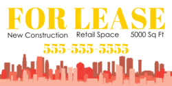 Red Cityscape Bottom With Yellow On White For Lease Banner