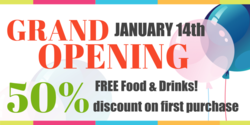 Free Food and Drinks Grand Opening Banner