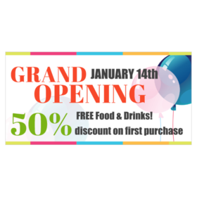Free Food and Drinks Grand Opening Banner