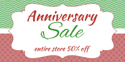 Bordered Anniversary Sale Banner On Chevron and Lattice Background