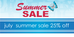 July Summer Sale Blue Butterfly Design Banner