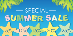 Multi Color Summer Sale With Star % Discounts Banner