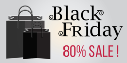 Black Gift Bags With Black Friday Sale On Grey Banner