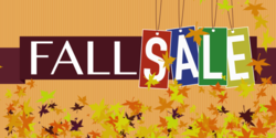 Fall With Colored Gift Bag Sale over Fall Leaves Background Design