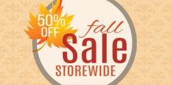 Autumn Colored % Off Maple Leaf Over Large Outlined Middle Circle Storewide Sale Banner