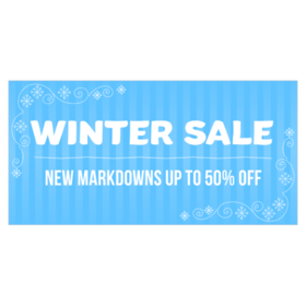 Winter Sale Over Icy Blue Vertically Striped Background Design