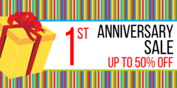 Colored Barcode Borders With Gift Box Anniversary Sale Banner