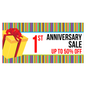 Colored Barcode Borders With Gift Box Anniversary Sale Banner