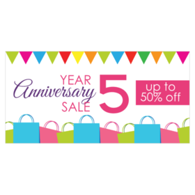 Celebrating Years Multi colored Gift Bags Anniversary Sale Banner