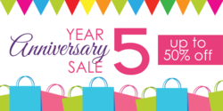 Celebrating Years Multi colored Gift Bags Anniversary Sale Banner