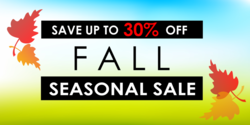 Four Autumn Leaves With Sky Horizon Fall Seasonal Sale Banner