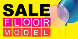 Floor Model Sale With Balloons Banner