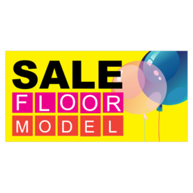 Floor Model Sale With Balloons Banner