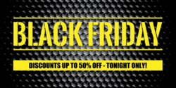 Yellow On Black Metal Black Friday Discount % Off Banner