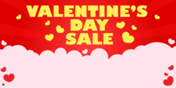 Yellow Text On Red and Pink Heart Background Valentine's Day Sale Banner