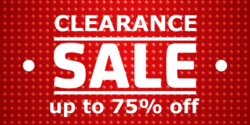 White Clearance Sale % Off On Red Metallic Background Banner