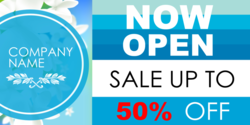 Multi Shades of Blue Now Open Sale Banner