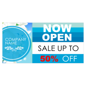 Multi Shades of Blue Now Open Sale Banner