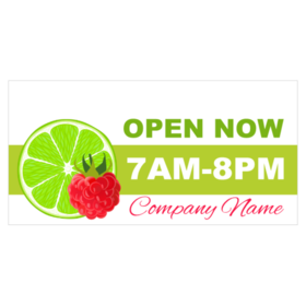 Lime Raspberry Open Now Banner With Hours