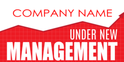 Under New Management Banner Red Graph Design