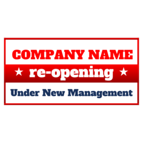 Personalized Company Re-opening New Management Banner Red Middle Star Stripe Design