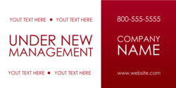 Under New Management Brand Banner Red and White Two  Column Design