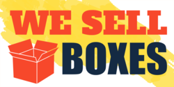 We Sell Boxes Yellow Splash With Box Design Banner