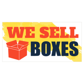 We Sell Boxes Yellow Splash With Box Design Banner