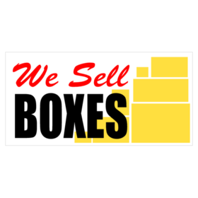 We Sell Boxes Stacked Boxes Design Banner