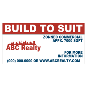 Build To Suit Commercial Zoned Realty Banner Red White Card Styled Design