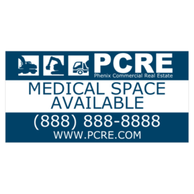 Dark Blue Background With Middle White Stripe Inverse Text Medical Space Available Banner