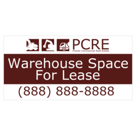 Dark Rust Red Middle Stripe On White Warehouse Space For Lease Banner