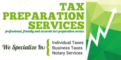 Two Column Green and White Tax Preparation Services Banner