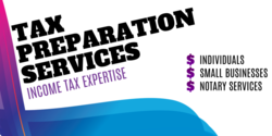Retro Diagonal Tax Preparation Services Banner